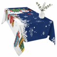 thumbnail image 2 of Navy Blue Snowman Christmas Table Cloth Waterproof Tablecloths, Gifts Xmas Tree Winter Snowflake Tablecloth Dining Table Cover for Kitchen Party Tabletop Outdoor, Rectangle Tablecloth 60x120 Inch, 2 of 9
