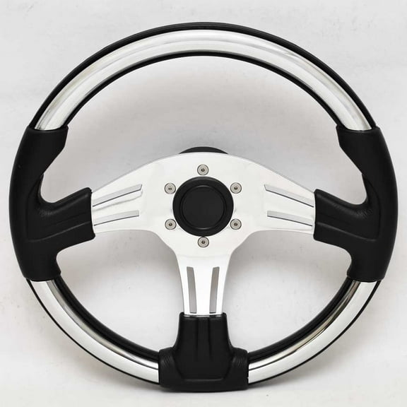 Uflex Boat Steering Wheel 64643G | Vivara 13 3/4 Inch Black Chrome