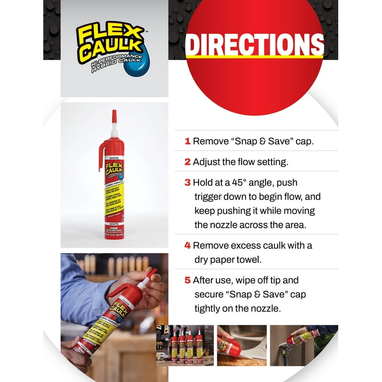 Flex Seal Waterproof Caulk, All Purpose White 9 oz, No Caulk Gun