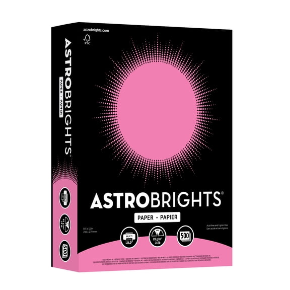 Astrobrights Colored Paper, Pulsar Pink, 24 lb., 8.5" x 11", 500 Sheets