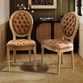 thumbnail image 4 of DONICK French Upholstered Dining Chairs,Farmhouse Round Back Tufted Solid Wood For Kitchen,Restaurant(PU,Orange,Set of 4), 4 of 11