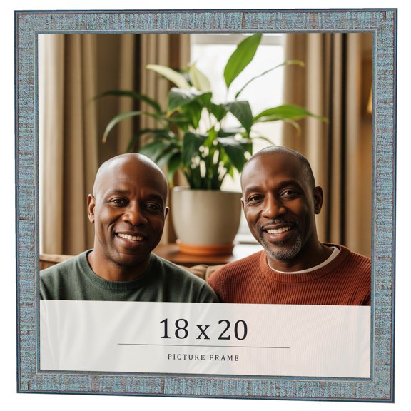 18x20 Frame Blue Scuffed Farm Board Solid Wood Picture Frame Width 0.75 Inches | Interior Depth 0.5