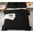 thumbnail image 6 of 1 Piece Luxury Vintage Ruffle Pattern Comforter By D.N.G. BEDDINGS Premium Super Soft, All Season, 800 Thread Count 100% Egyptian Cotton Super King Size Black Color, 6 of 8