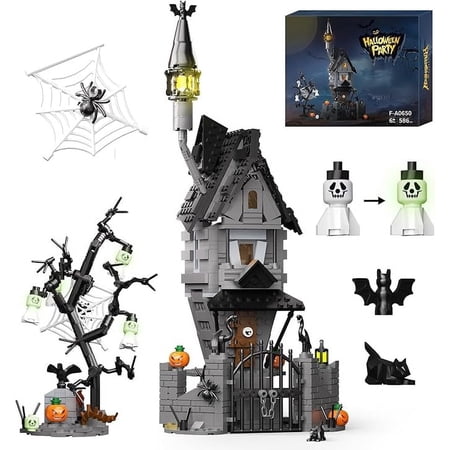 NEW Nightmareed Before Christmas Halloween Haunted House Building Block Set with Light,Ideal Gifts for Moive Fans, Kids(586 PCS)