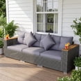 thumbnail image 1 of Costway Patio Wicker Sectional Furniture Set, 3 Piece Outdoor Couch Set for Garden Gray, 1 of 10