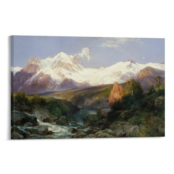 The Teton Range By Thomas Moran Art Prints Paintings Canvas Poster Posters Art Print Wall Photo Paint Poster Hanging Picture Family Bedroom Decor Gift 12x18inch(30x45cm)
