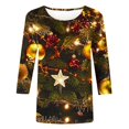 thumbnail image 4 of Christmas Tops for Women 2026 Cute Christmas Snowman 3/4 Length Sleeve Funny Plus Size Fall Xmas Tunic T Shirt, 4 of 5