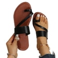 thumbnail image 4 of Womens Dress Sandals,Women's Dressy Flat Sandals Comfortable Slip On Leather Slide Sandals Flip Flops for Women Lightweight Casual Walking Slippers Womens Summer Beach Slides Footwear,Black,8, 4 of 6