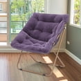 thumbnail image 3 of VibrantEcho Saucer Chair for Adult, Square Comfy Cozy Chair Folding Chair Faux Fur Metal Frame Foldable Reading Chair Accent Chair for Bed Room Living Room, Purple, 3 of 18