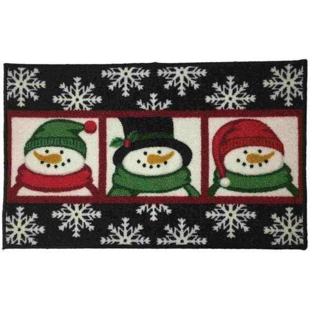 Christmas Snowman Trio Accent Rug 17 in x 28 in Skid Resistant Mat ...