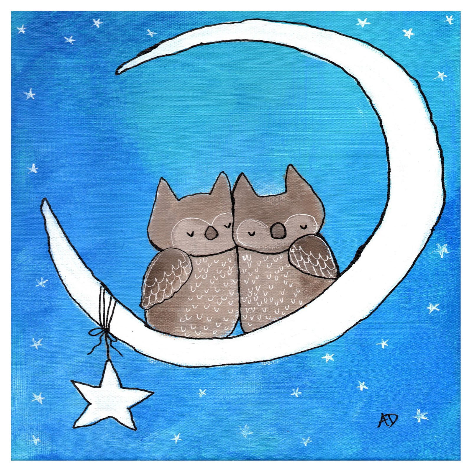 Marmont Hill "Love Owls" by Andrea Doss Painting Print on Wrapped Canvas