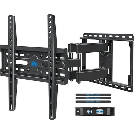 Wall Mount for 32-65 Inch Television,Mount with Swivel and Tilt, Full Motion Bracket with Articulating Dual Arms, Fits 16inch Studs, Max VESA 400X400 mm, 99lbs