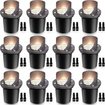 SUNVIE 12 pack Low Voltage Landscape Lighting 12W LED Outdoor In-Ground Waterproof Shielded Well Light with Wire Connector for Pathway Yard Fence Deck