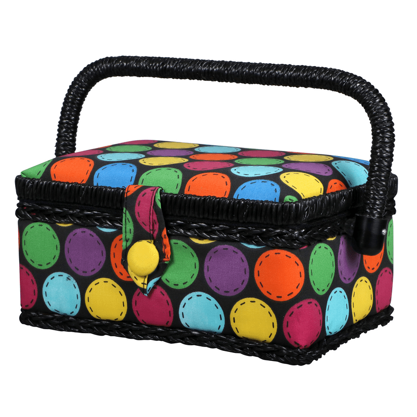 SINGER Small Sewing Box, Bright Dots Print, Travel-friendly