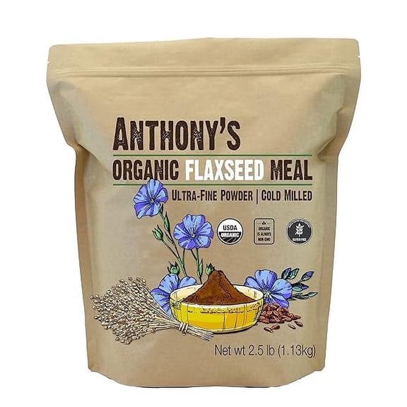 Anthony's Organic Flaxseed Meal, 2.5 lb, Gluten Free, Ground Ultra Fine Powder, Cold Milled, Keto Friendly