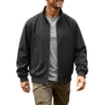 thumbnail image 2 of Jessboyy Mens Bomber Jackets Fall Winter Midweight Stand Collar Zip up Jacket Work Trendy Casual Windbreaker Jackets Black,L, 2 of 9