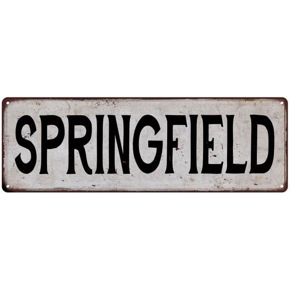 SPRINGFIELD Vintage Look Rustic Metal 6x18 Sign City State 206180041332
