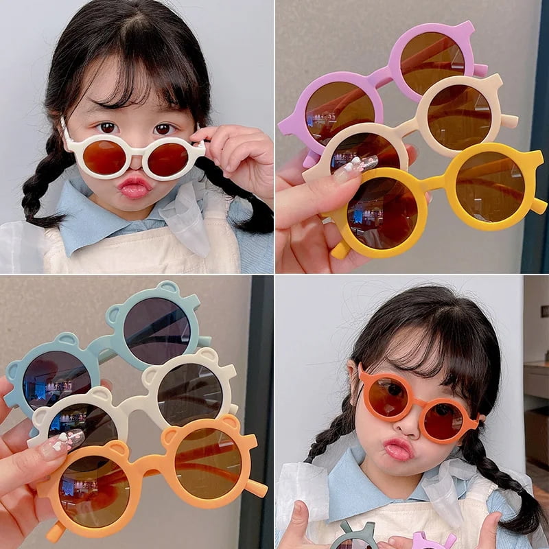 Kids Sunglasses Inset Style Round Frame 1 7 Year Old Baby Sunglasses Children s Sun Shading Sun Protection Anti UV400 WHITE