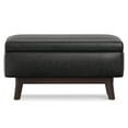 thumbnail image 6 of Owen 36 inch Wide Mid-Century Modern Small Rectangular Storage Ottoman in Distressed Black Vegan Leather, 6 of 14