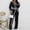 Black, variant on Wrap Front Jumpsuits for Women Contrast Paneled Long Sleeve Notched Collar Padded Shoulders Casual Jumpsuit
