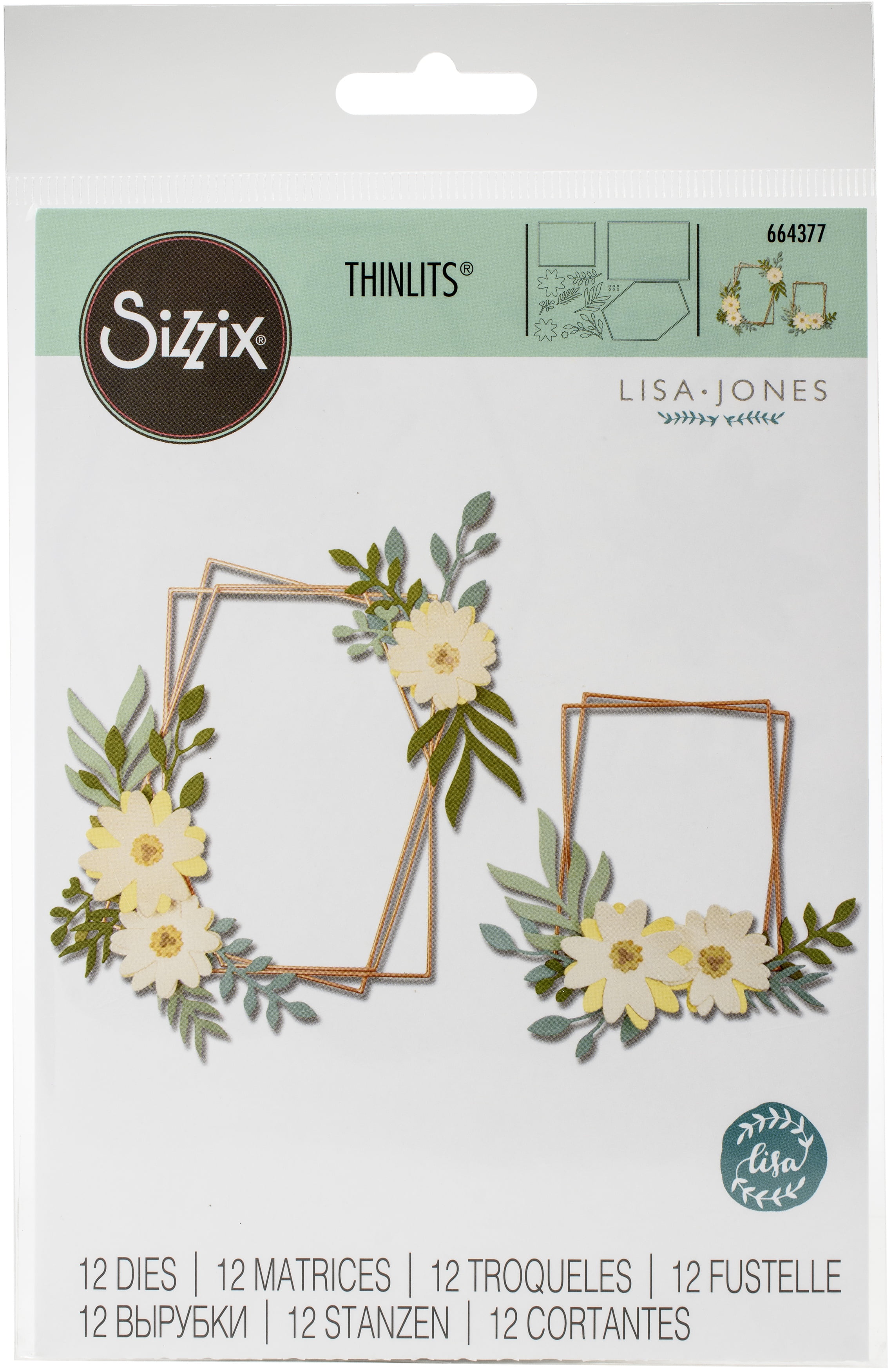 Troquel Sizzix Thinlits set de 15 piezas-Juego Floreal by Lisa Jones