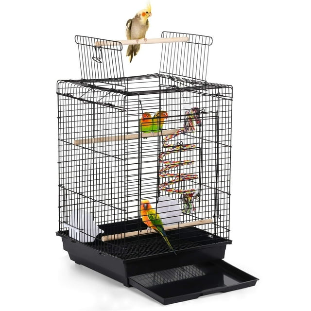 Jaula de viaje Yaheetech Open Play Top para conure Sun, periquito, mejilla verde, agapornis, periquito, pinzón canario, tamaño pequeño, portátil