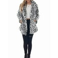 thumbnail image 3 of Women'S Faux Fur Jackets Autumn Winter Leopard Lapel Long Sleeves Coats Loose Fur Coat with Pockets White XL, 3 of 8