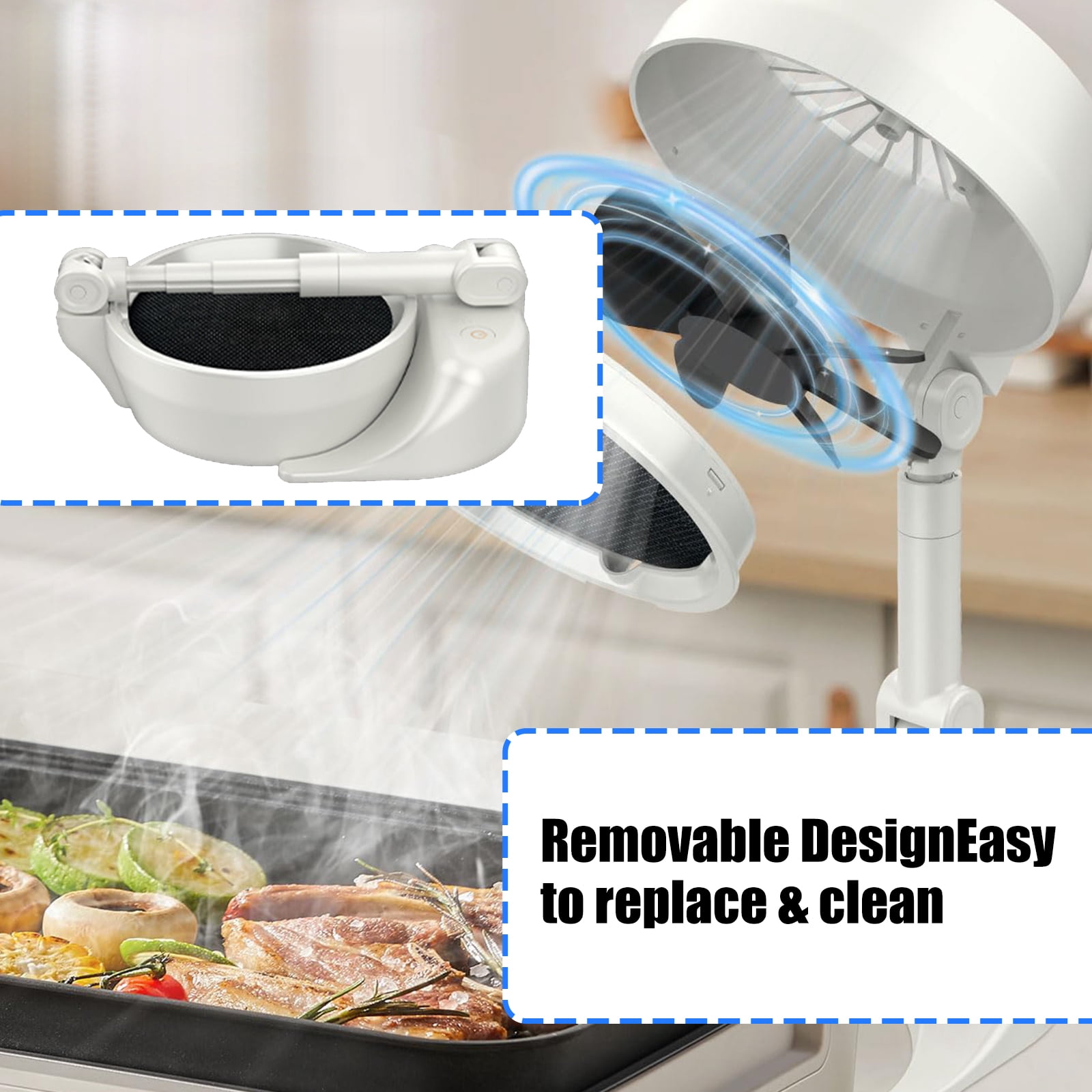 Portable Desktop Ranges Hood Exhaust Fan for Indoor BBQ and Kitchen Easy Cleaning Extractor Hood with Low Noise