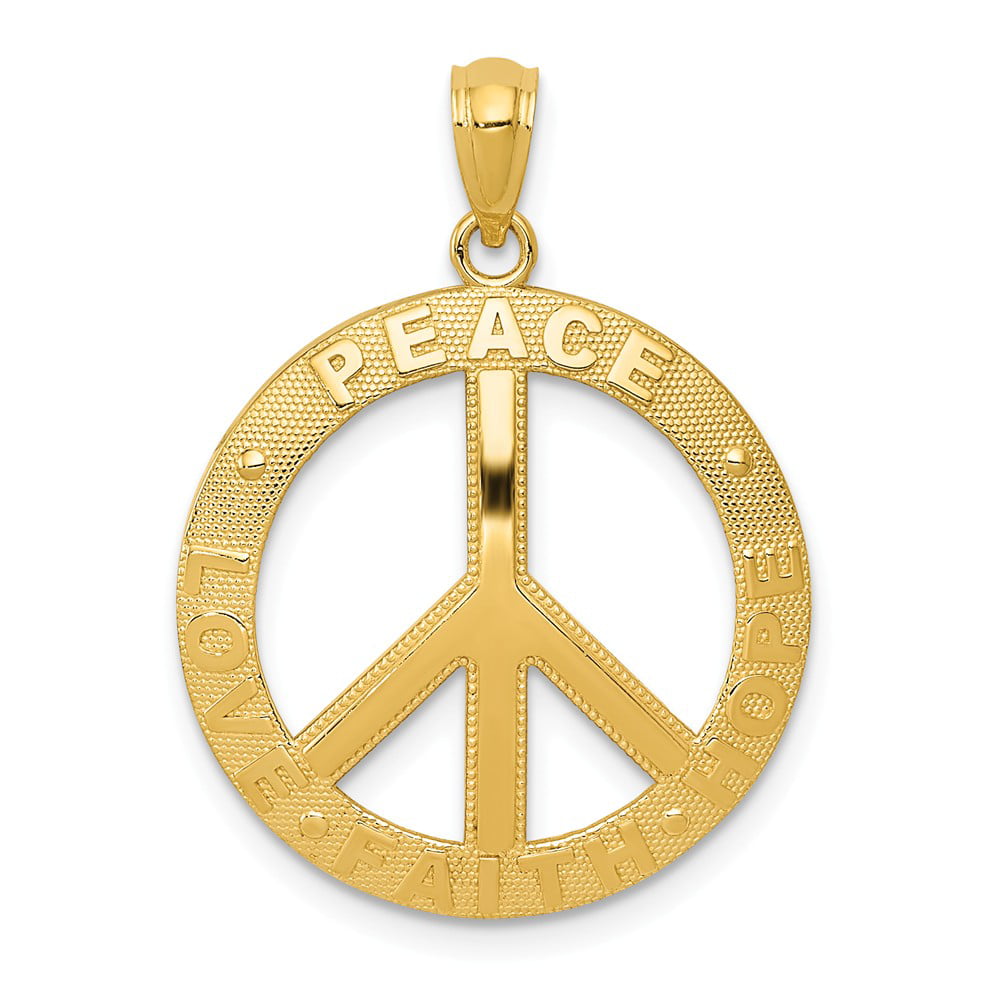One Size Gold BCBG Generation Women's Gold Peace Sign Hoop Earrings