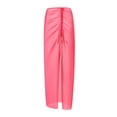 thumbnail image 6 of Douhoow Women Beach Cover Up Mid Length Wrap Skirt Solid Drawstring Slit Pareo Sarong Skirts, 6 of 7
