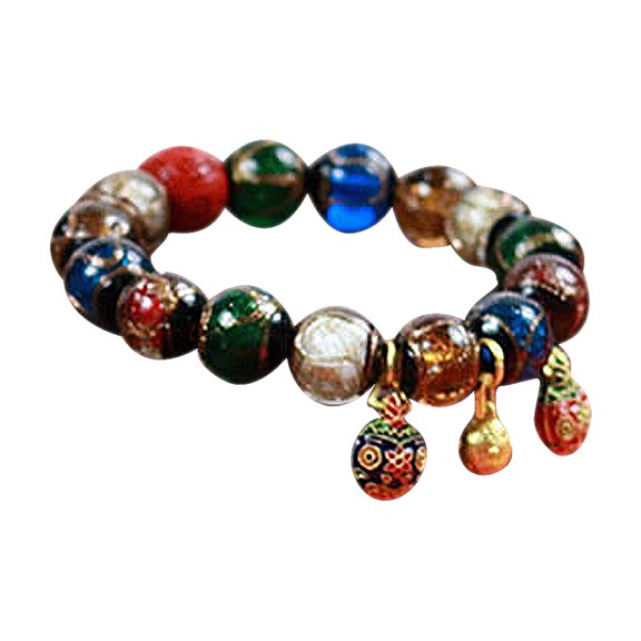 Colored glass bracelet, cinnabar swallowing gold animal bracelet, Buddha beads for Men Women
