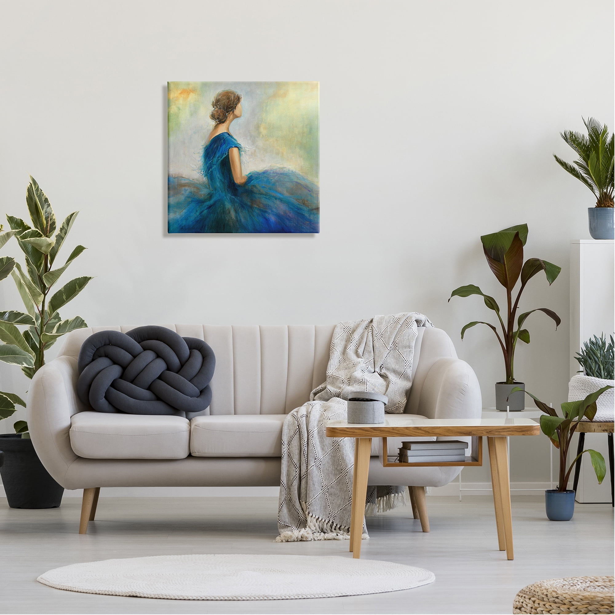 Stupell Industries Woman Billowing Blue Dress Classic Figure Painting Painting Gallery Wrapped Canvas Print Wall Art, Design by K. Nari
