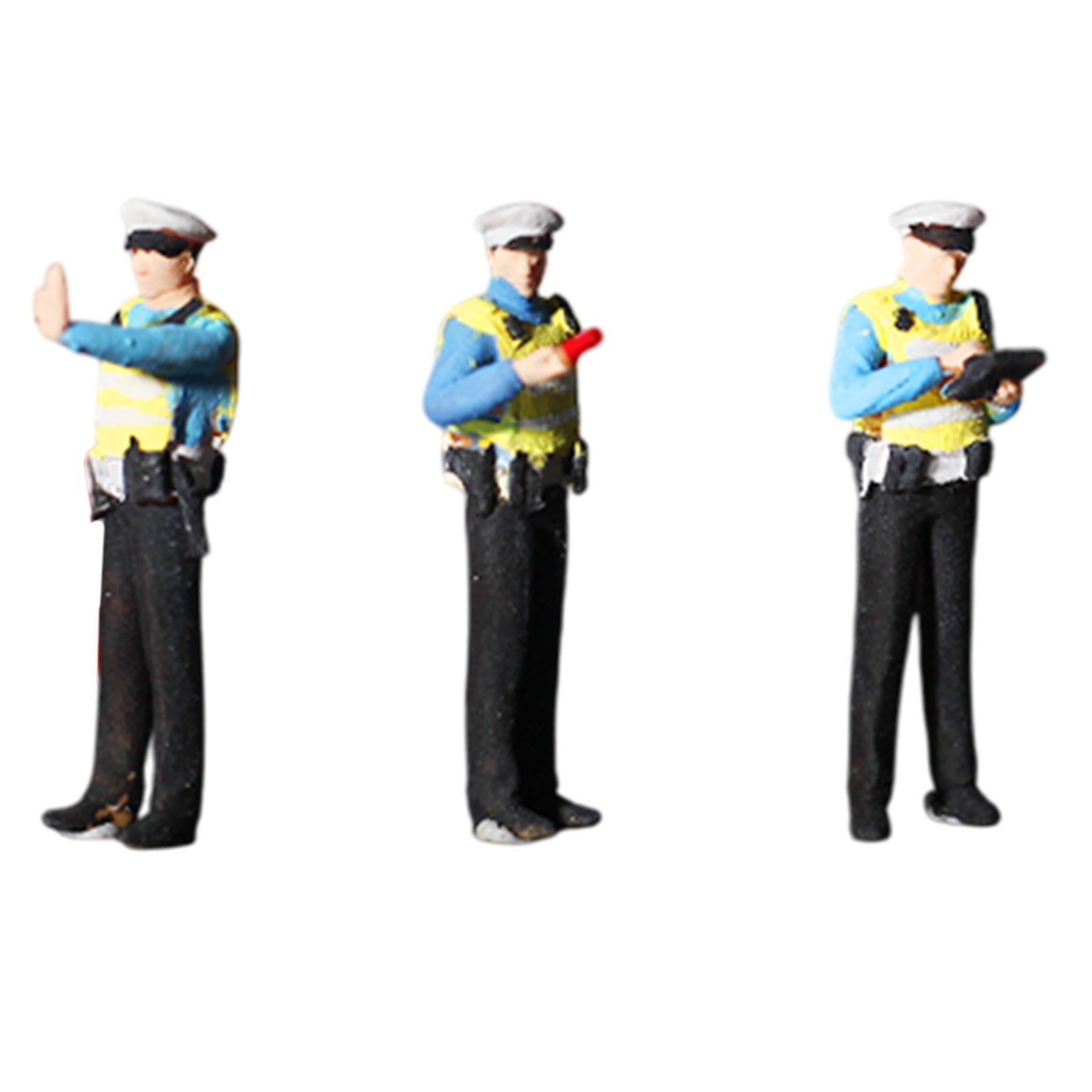 LeeQinersw 1:64 Miniature Traffic Police Figures Desktop Ornament Pretend Play Toys Diorama