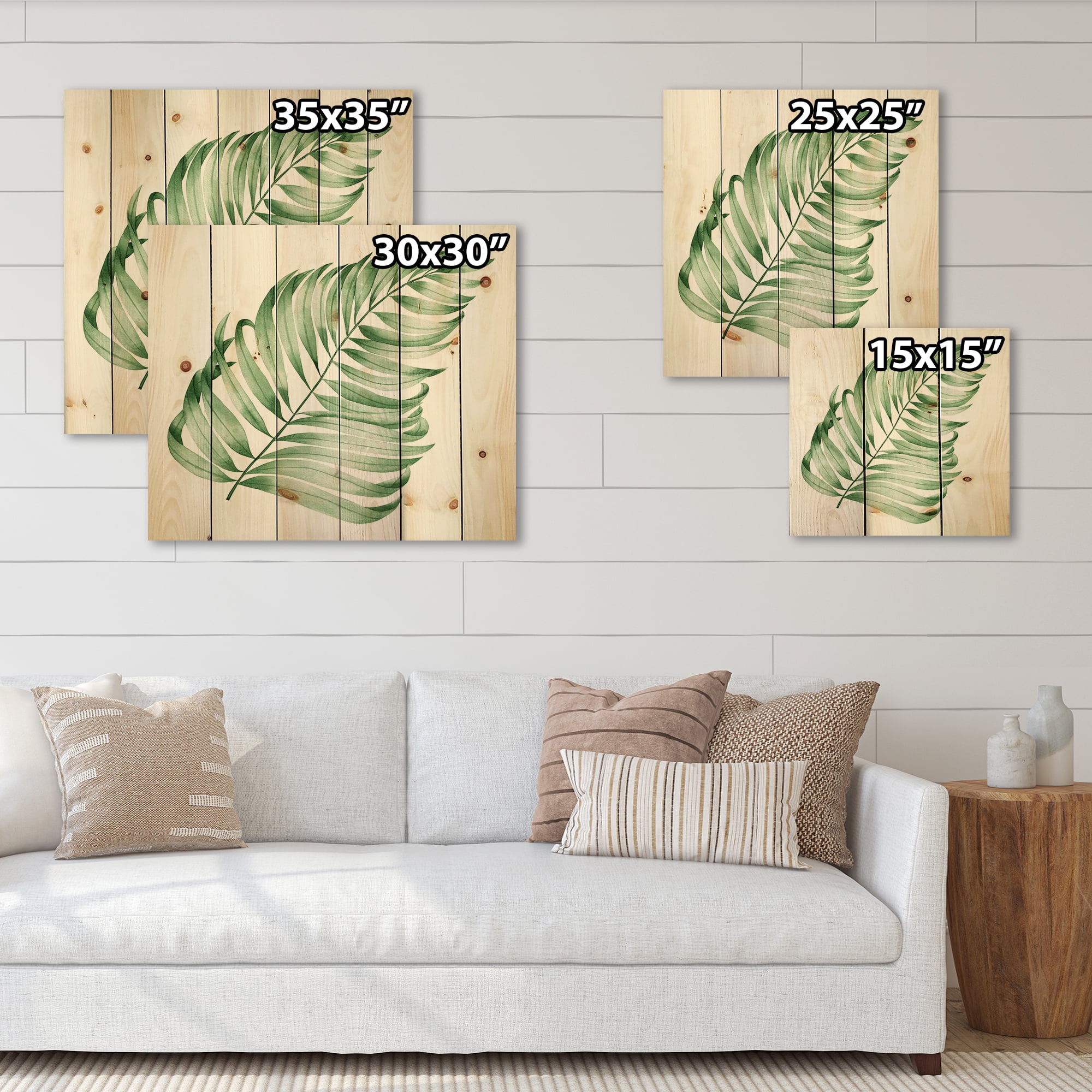 Designart 'Close Up Of Tropical Leaf Of Monstera II' Farmhouse Print on Natural Pine Wood