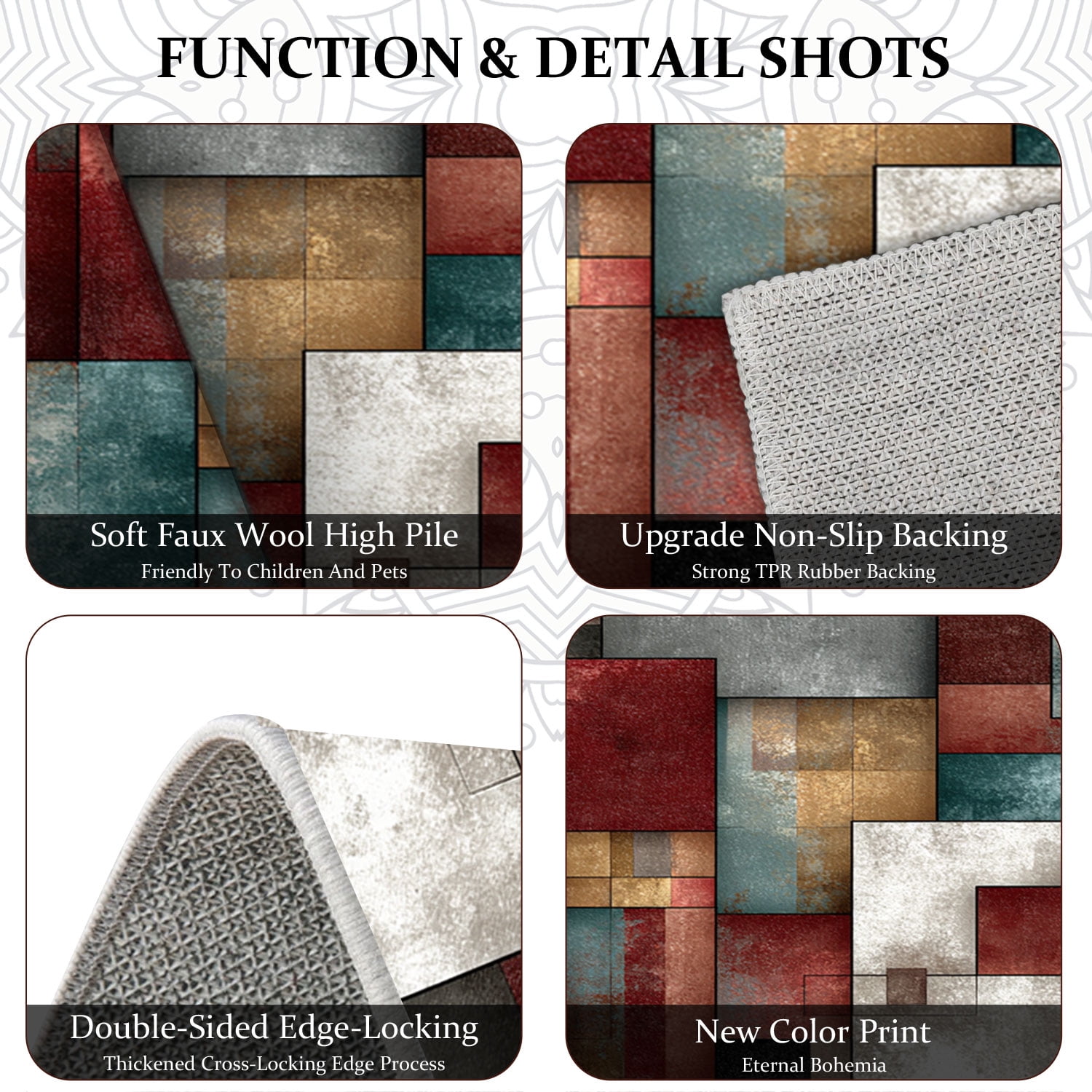 3 Piece Kitchen Rug Set, Abstract Pattern Kitchen Hallway Rug, Soft And Comfortable, Suitable For Sinks, Floors, Entrances, Hallways And Bathrooms
