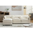 thumbnail image 3 of 101" Modular Sectional Sofa, Modern Convertible L-Shape Sofa Couch with Ottoman, 3 Seat Cloud Sectional Couch with Deep Seat for Living Room Bedroom, White, 3 of 7
