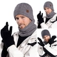 thumbnail image 7 of ZHOGXU Winter Beanie Hat Scarf Gloves Set For Men Thick Caps Long Scarf Touchscreen Gloves Solid Color Knitted Warm Comfortable Outfits 3 Pack For Daily Wear Light Gray One Size, 7 of 7