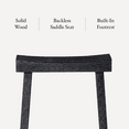thumbnail image 5 of Maven Lane Vincent 26 Inch Tall Counter Height Backless Rectangular Saddle Barstool in Antiqued Black Finish with Rustic Wood Top Seat, Set of 2, 5 of 11
