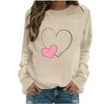 thumbnail image 4 of Tdoqot Womens Valentines Shirts- Long Sleeve Heart Print Casual Cute Pullover Sweatshirt Tops Khaki Size M, 4 of 5