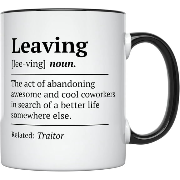 YouNique Designs Going Away Mug for Coworker And Boss, 11 Ounces, Coworker Leaving Coffee Cup for Women and Men, Promotion Coffee Mug for Women, Goodbye Mugs for Coworkers Women (Black Handle)