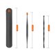 thumbnail image 4 of Juego de limpiadores de oídos de silicona con funda de cuero, diseño de doble punta para masaje 360°, ideal para uso familiar, fácil de limpiar y esterilizar, color naranja, incluye 2 piezas y bolsa, 4 of 6