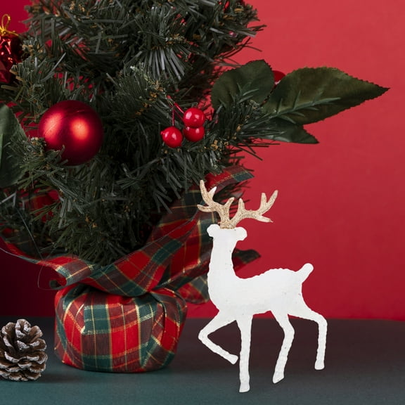 Toyvian Christmas Elk Decorations Reindeer Party Decorations White Plastic 6pcs