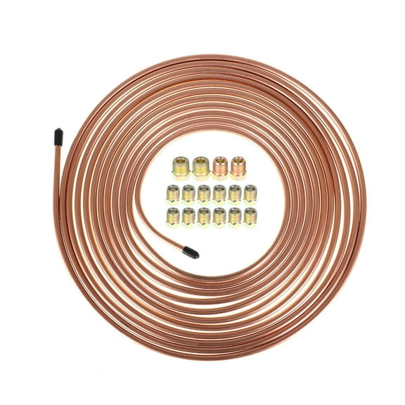 LABLT Copper Nickel Brake Line Tubing Kit Fittings 1/4 OD 25 ft Coil Roll 16 Fittings Car