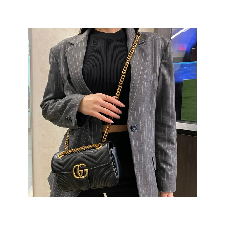 Gucci GG Marmont Leather Shoulder Bag Black