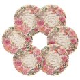 thumbnail image 7 of 6 Pcs Drink Coasters with Holder 3.94in Woven Coasters for Drinks Watercolor Pink Roses Wreath Coaster Set for Protection Table, 7 of 7