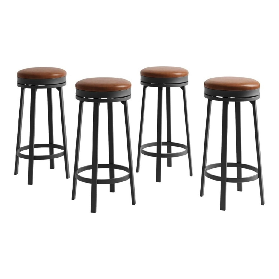 2/4 PCS Home Kitchen 360° Swivel Bar Stool Set of 4, PU Leather Upholstered Counter Height Bar Stool with Metal Footrests, Mid Century Modern Barstool for Kitchen, Dinig Rooms, Apartments