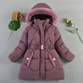 thumbnail image 2 of SEAOPEN Girls Winter Coats with Hooded Warm Cotton Padded with Waist Belt Down Jacket For Toddler Girls锛?-10Years) Today Purple,XXL, 2 of 3
