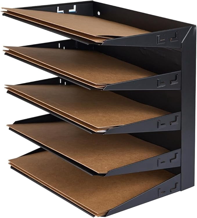 EASY LIFE PRODUCTS Desk File Organizer Shelf Rack, Metal, black(5 Tier)