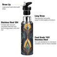 thumbnail image 3 of Yayeee 33oz Insulated Water Bottle Double Wall Stainless Steel with Flip Straw Lid, Navy Blue Art Pattern, 3 of 7