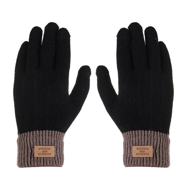 Guantes de punto con pantalla táctil para mujer, guantes de lana antideslizantes cálidos de otoño e invierno, guantes de lana coreanos gruesos